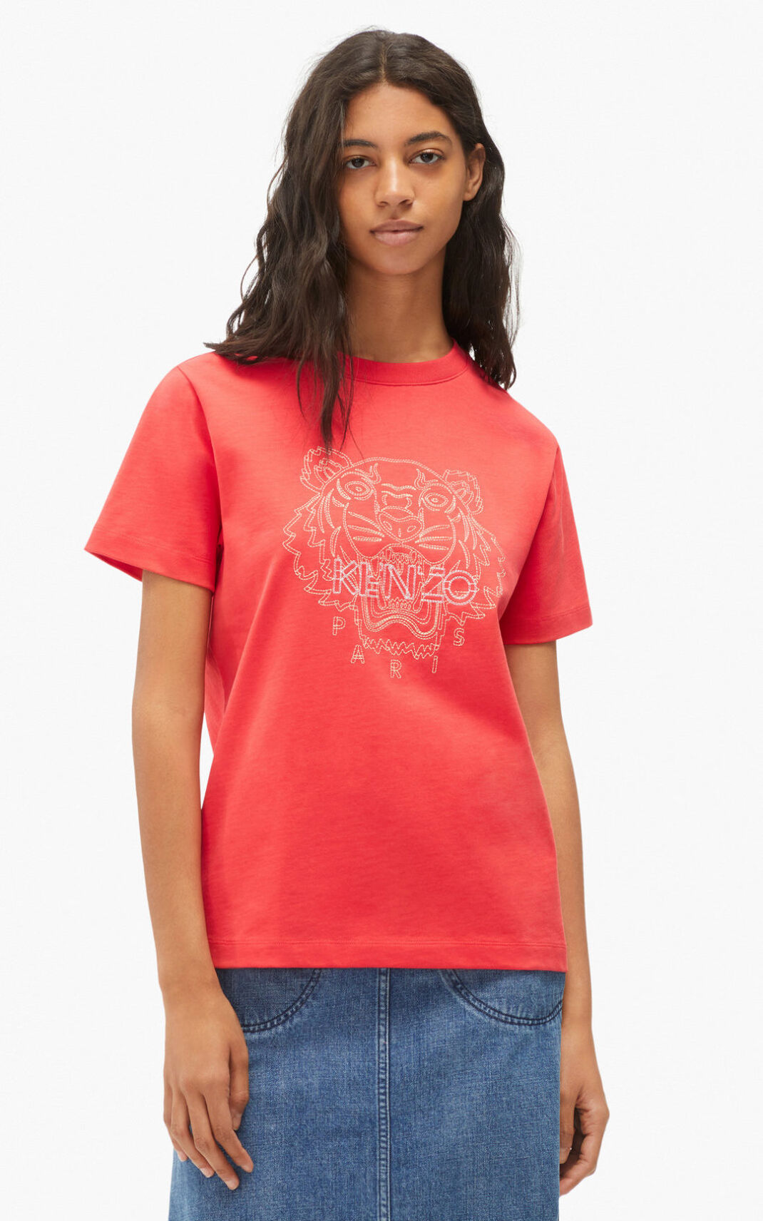 T Shirt Kenzo Loose Tiger Femme Rouge | ZIXK-27635